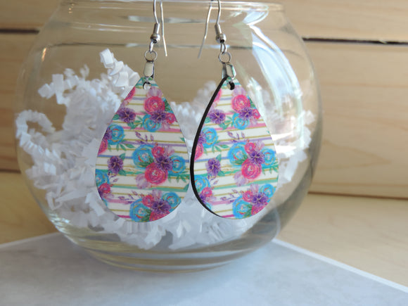 Mix color Floral tear drop earrings